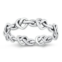 Fashion Heart Knot Ring .925 Knotted Love Sterling Silver Band Jewelry Female Male Unisex Size 8