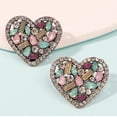 thumbnail image 1 of Fashion Heart Metal Hollow Stud Earrings for Women  Luxury Bling Color Crystal Party Jewelry Aesthetic Accessories, 1 of 5