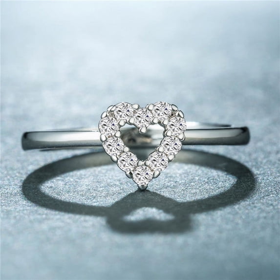 Fashion Heart-Shaped Copper Ring, Inlaid Zircon, Individually Packed, Fashion OL Style, Gift for Her