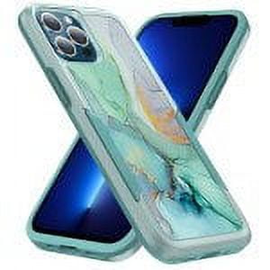 Fashion Heavy Duty Strong Armor Hybrid Picture Printed Case Cover for Apple iPhone 13 [6.1] (Marble)