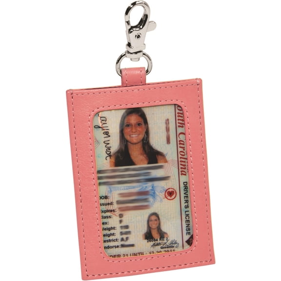 Fashion Heidi Pink Leather Id Holder With Clip (3.75 X 2.75) Made In China gm12921