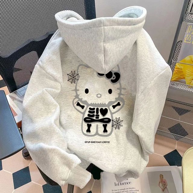 Fashion Hello Kitty Autumn Winter Hoodies Clothes Anime Girls Boys