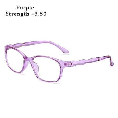 Fashion High Definition Women Ultralight Presbyopia Eyeglasses Reading Glasses PC Frame Far Sight Eyewear PURPLE STRENGTH +3.50