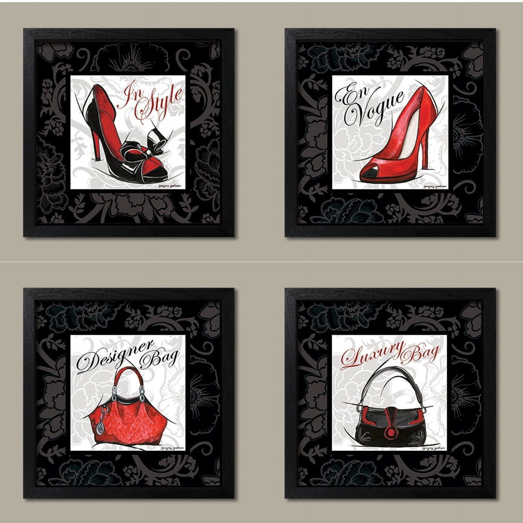 Fashion High Heel and Designer Luxury Purse Set Four 12 by 12Inch Black Framed Prints Red Black White 681459e2 0ef5 465a 87a1 25d332f16c35.451621d1fc6009f6f3c5745232090c1d