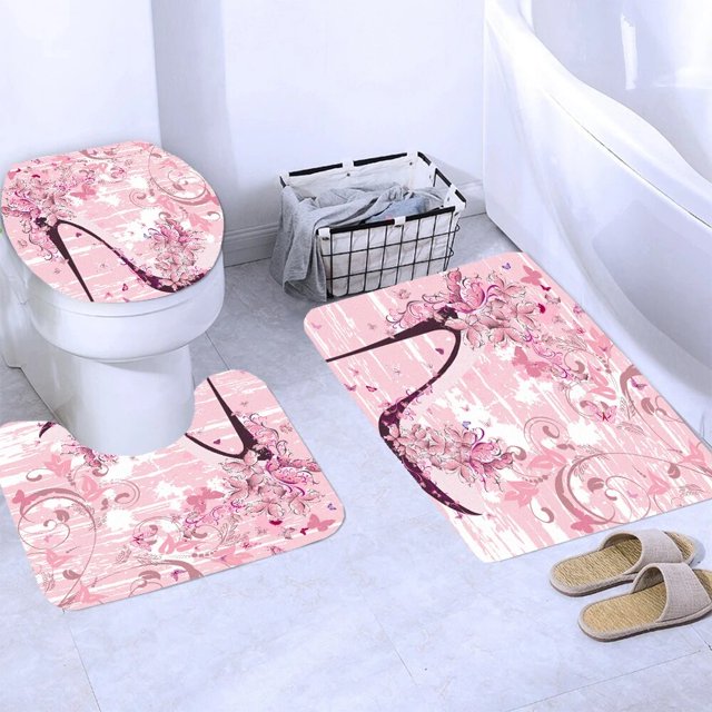 Fashion High Heels Shower Curtains Set Waterproof Polyester Fabric