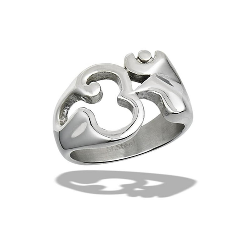 Fashion High Polish Om Ring Stainless Steel Spiritual Symbol Band