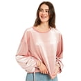 thumbnail image 1 of Fashion High Shine Velvet Pullover Sweater with Ruche Details, 1 of 1