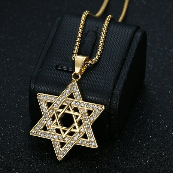 Fashion Hip Hop 14K Yellow Gold Jewelry Charms Gothic Golden Silver Color Star of David Pendants Zirconia Necklace for Men Personalized