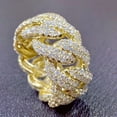 thumbnail image 1 of Fashion Hip Hop Rock Rings Gold Color Bling Iced Out Cuban Link Chain Micro Pave CZ Crystal Ring For Women Jewelry Accessories, 1 of 3