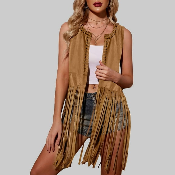 Fashion Hippie Fringe Hippie Vest Party Stage Casual Womens Vest Shirts for Women Womens Casual Jackets Petite Womens Winter Vest Womens Puffy Vests Womens Winter Vests Outerwear Western Womens