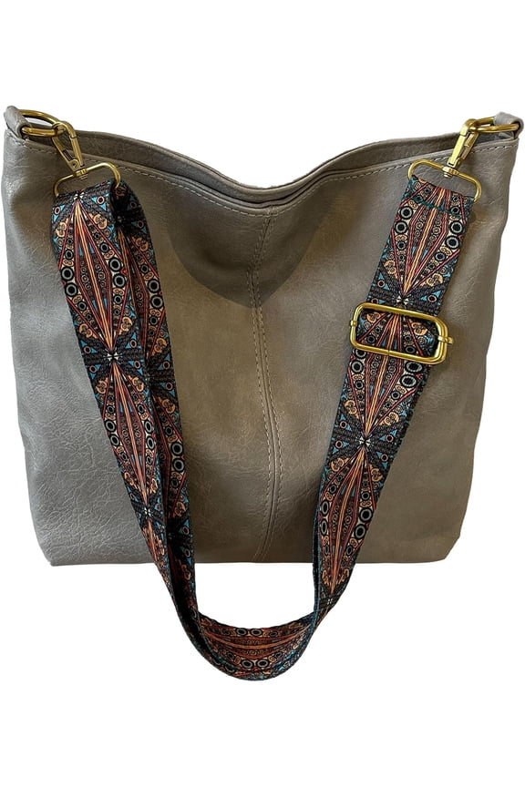 Fashion Hobo Bags for Women Vegan Leather Crossbody Bag with Guitar Strap Purses and Handbags