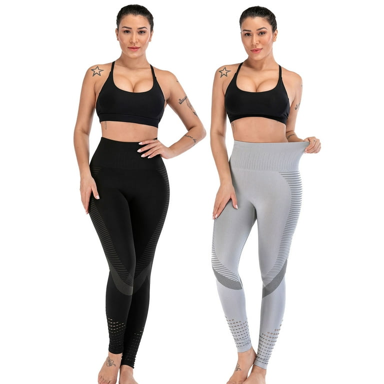 Fashion Hollow Out Breathable Yoga Pants for Women Full Length Yoga and Pilates  Pants 2 Pack Set 