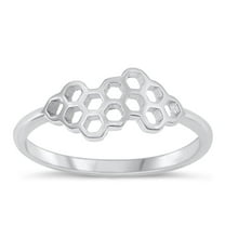 Fashion Honeycomb Ring .925 High Polished Sterling Silver Band Jewelry Female Male Unisex Size 10