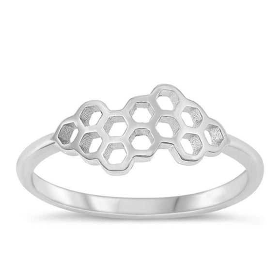 Fashion Honeycomb Ring .925 High Polished Sterling Silver Band Jewelry Female Male Unisex Size 10