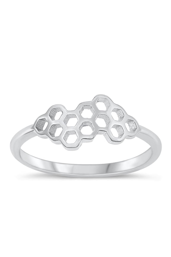 Fashion Honeycomb Ring .925 High Polished Sterling Silver Band Jewelry Female Male Unisex Size 9