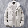 thumbnail image 1 of Fashion Hooded Jacket Men Winter Windproof Thickened Fake Two-piece Coat Solid Leisure Sports Cotton Jacket, 1 of 5