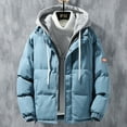 thumbnail image 1 of Fashion Hooded Jacket Men Winter Windproof Thickened Fake Two-piece Coat Solid Leisure Sports Cotton Jacket, 1 of 5