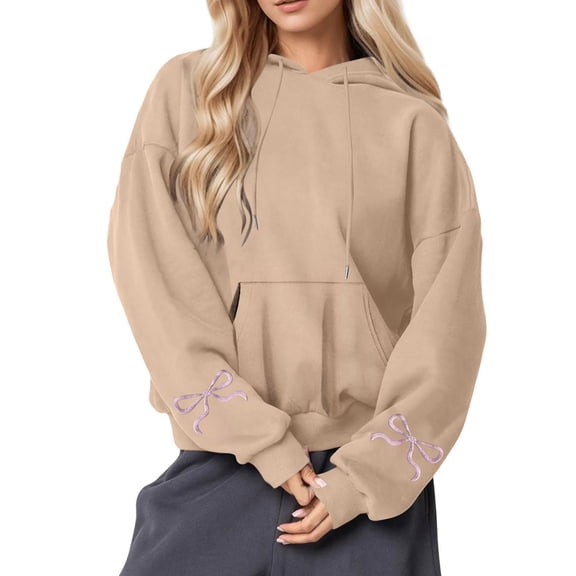 Fashion Hoodie for Womens Pullover Plus Size Casual Printed Round Neck Long Sleeved Loose Hooded Sweatshirts