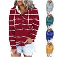 thumbnail image 1 of Fashion Hoodie for Womens Pullover Plus Size Printing Button Hat Rope Long Sleeves Hooded Pocket Pullover Sweatshirts, 1 of 7