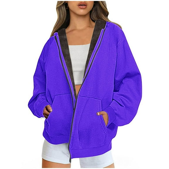 Fashion Hoodies for Womens Pullover Zip Up Plus Size Winter Warm And Fleece Heavy Printed Hooded Jacket With Zipper Double Pockets Presents for Women