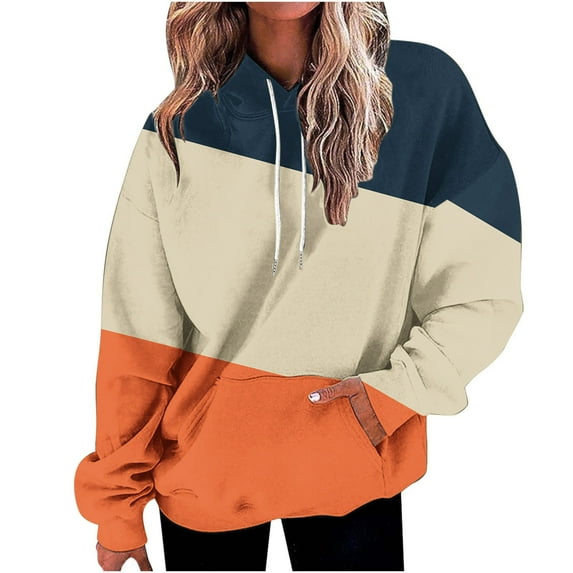 Fashion Hoodies for Women Pullover Plus Size Loose Fitting Solid Color Long Sleeved Hoodie Sports Top