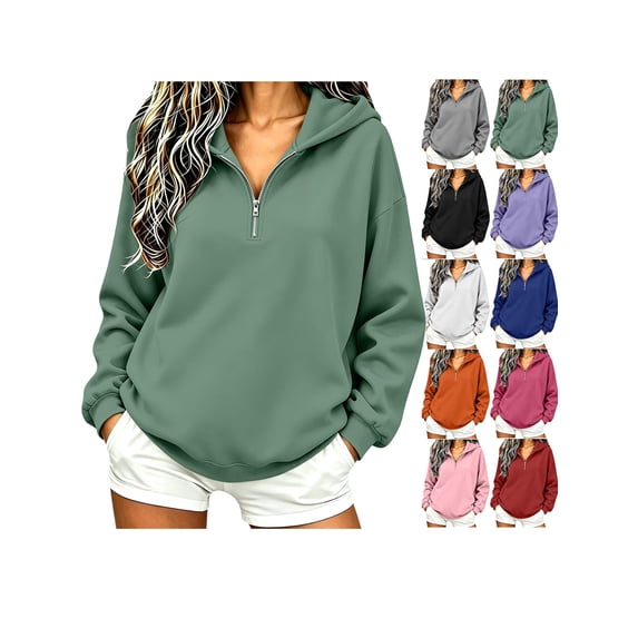 Sweatshirt for Women Relaxed Fit Half-Zip Hoodie Long Sleeve Pullover Sweatshirt for Casual Wear