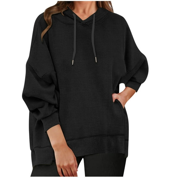 Fashion Hoodies for Women Pullover Plus Size Solid Color Casual Long Sleeve Pocket Loose Oversized Hoodies Pullover Sweatshirt