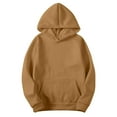 thumbnail image 1 of Fashion Hoodies for Women Solid Color Long Sleeve Drawstring Tops Fall Pullover Sweatshirt with Pockets, 1 of 6