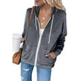 thumbnail image 1 of Fashion Hoodies for Womens Pullover Zip Up Plus Size Casual Hooded Slim Zipper Fleece Sweater Coat Presents for Women, 1 of 1