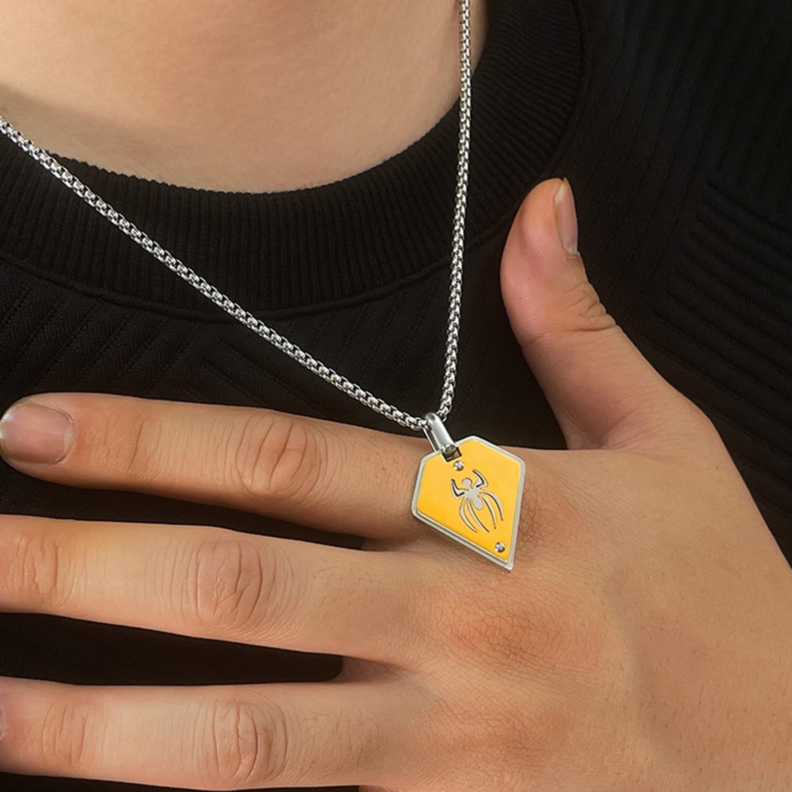 Fashion Hop Stainless Steel Pendant Geometric Necklace Men's Jewelry