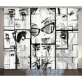 thumbnail image 1 of Ambesonne Eiffel Tower Curtains 2 Panel Set, Modern Paris Lady Art, 108" x 84", White Black and Grey, 1 of 3