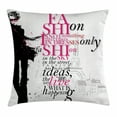 thumbnail image 1 of Fashion House Decor Throw Pillow Cushion Cover, Woman with Elegant Shawl Paris in Autumn Inspirational Vogue Theme, Decorative Square Accent Pillow Case, 20 X 20 Inches, Black Pink, by Ambesonne, 1 of 2