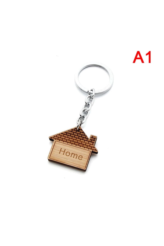 Fashion House Key Chain Wood Keychain Housewarming Gift New Home Key Ring Decor