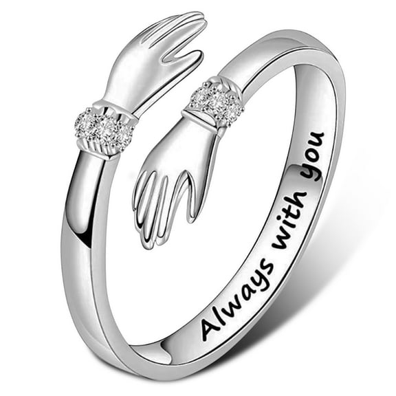 Fashion Hug Rings Adjustable Open Women Temperament Personality Creative-Love Hug for Lover Daughter Jewelry