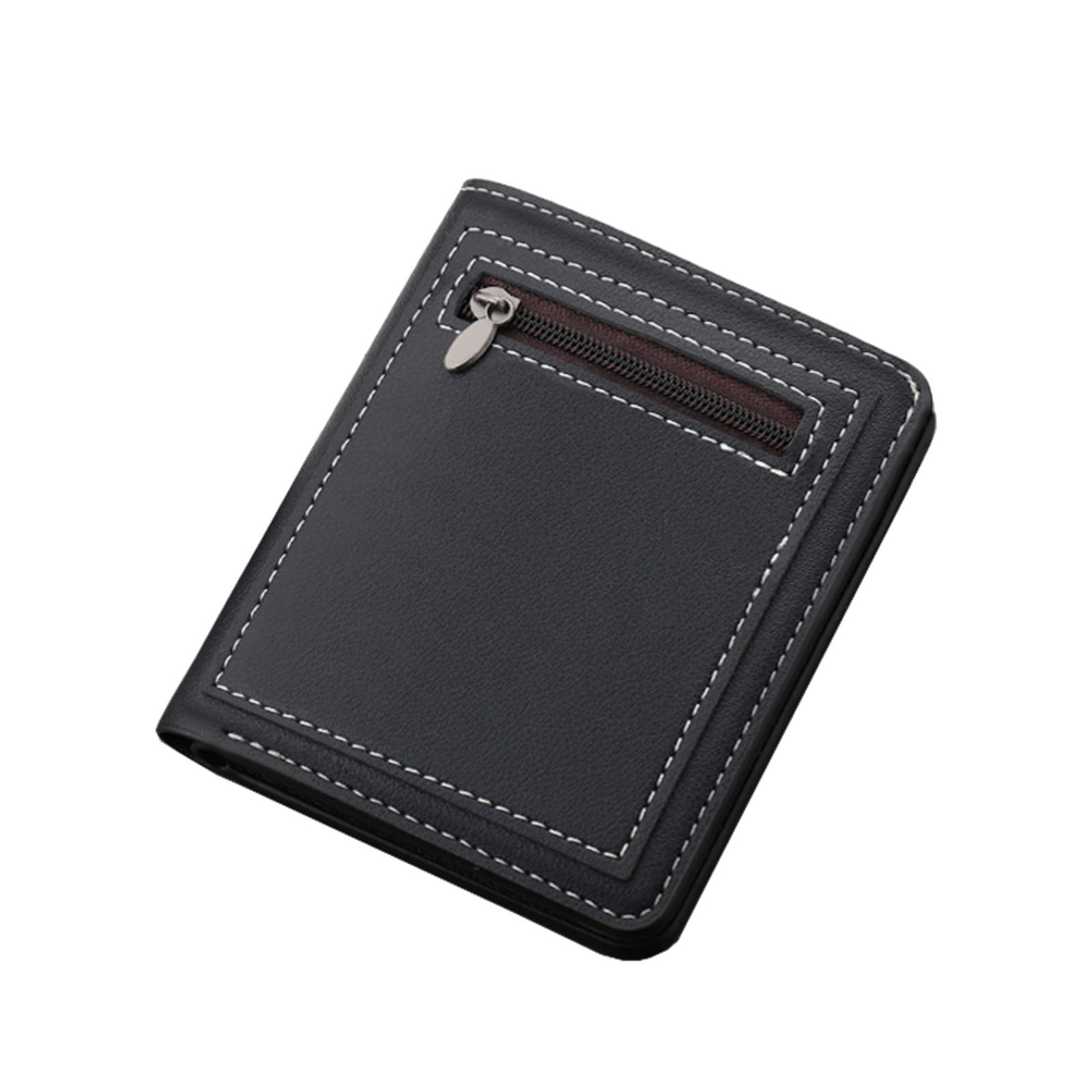 Fashion ID Short Wallet Solid Color Men Open Purse Multiple Card Slots ...