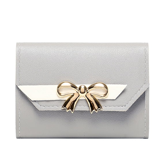 Fashion ID Short Wallet with Bow Tie Hasp for Women - Stylish Clutch Bag Featuring Multiple Card Slots and Phone Compartment for Everyday Use