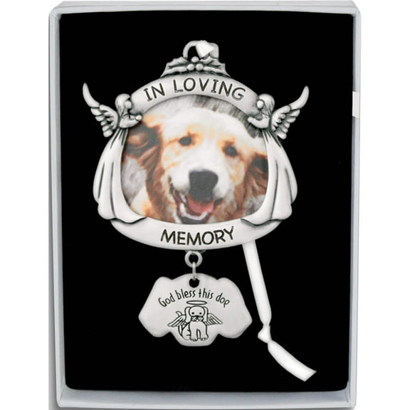 Fashion In Loving Memory Dog Angel Memorial Silver-Tone Ornament Holds 2 Inch Photo (3.25 X 2.5) Made El Salvador gm17294
