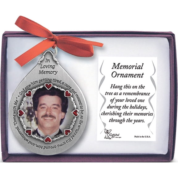 Fashion In Loving Memory Pewter Teardrop For Him Memorial 1.5 Inch Photo Ornament (1.75 X 2.5) Made El Salvador gm4176