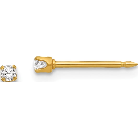 Fashion Inverness 24K Plated 2mm Cz Post Earrings (2 X 2) Made In United States 37e