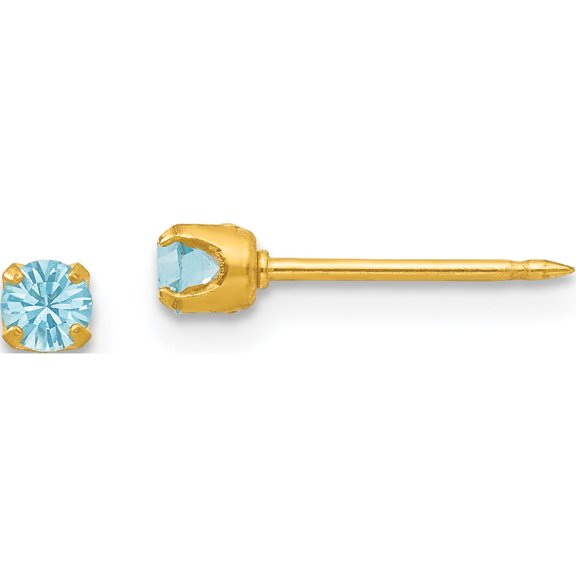 Fashion Inverness 24K Plated March Lt Blue Crystal Birthstone Earrings (3 X 3) Made In United States 83e