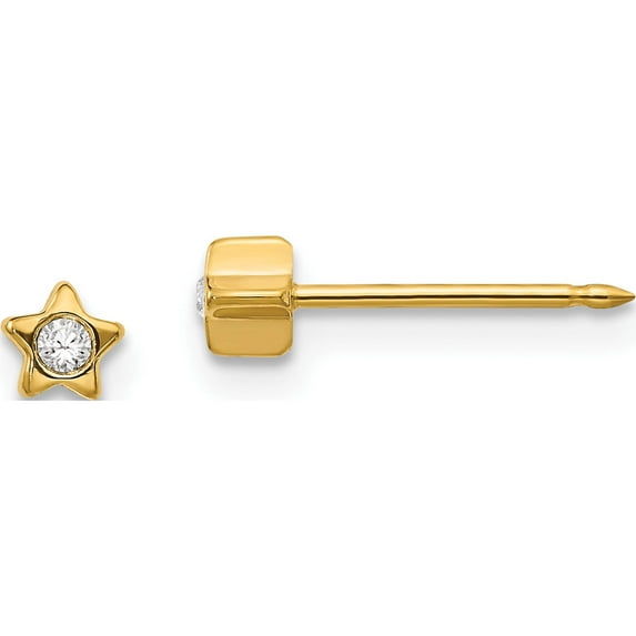 Fashion Inverness 24K Plated Star With Crystal Earrings (4 X 4) Made In United States 24e