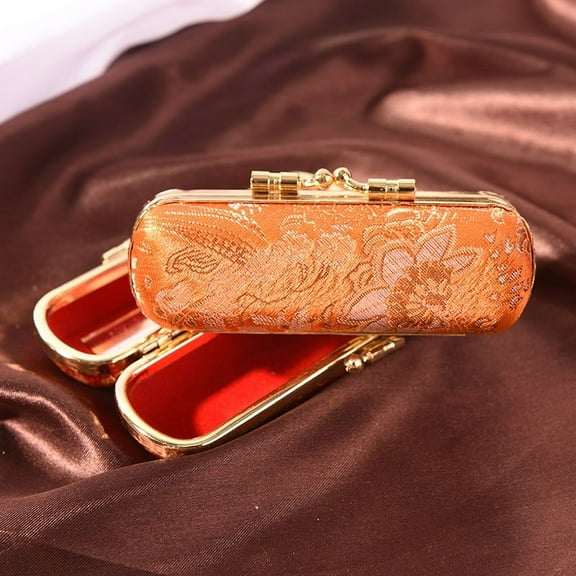 Fashion Iron Clip Lipstick Case Holder With Mirror Inside & Snap-On Closure