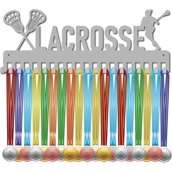 Fashion Iron Medal Hanger Holder Display Wall Rack 20 Hooks with Screws Lacrosse Pattern 150x400mm