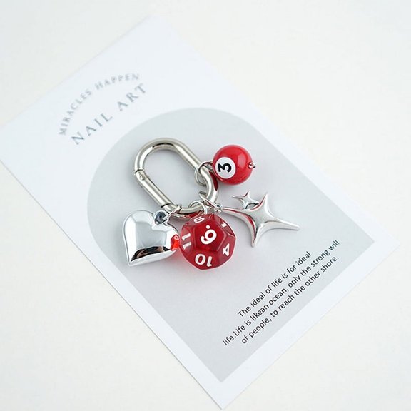 Fashion Irregular Dice Billiard Keychain Pendant Novelty Funny Car Keyring Exquisite Backpack Decoration Accessories Gifts