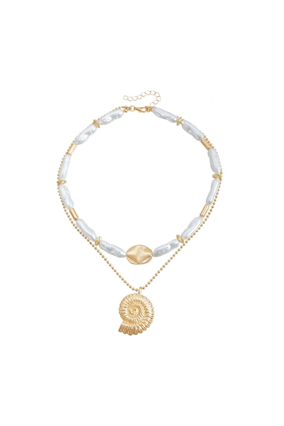 Fashion Irregular Pearls Conch Design Adjustable Length Necklace Lightweight Comfortable Jewelry For Daily Wear