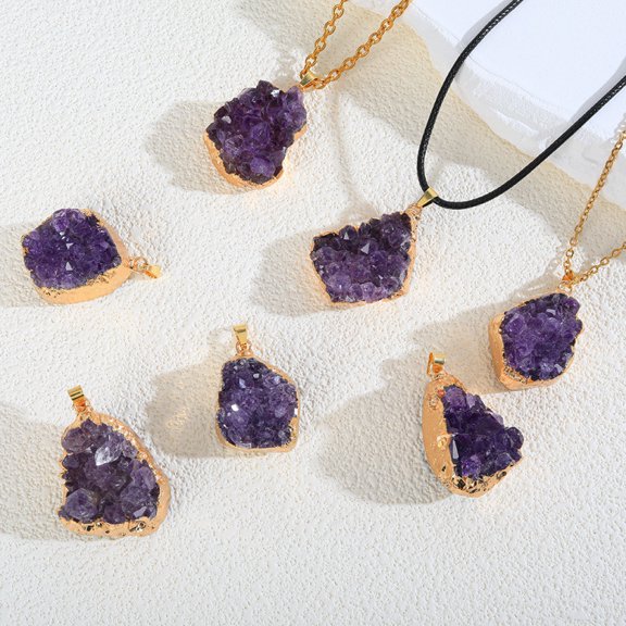 Fashion Irregular With Personality Amethyst Necklace Pendant