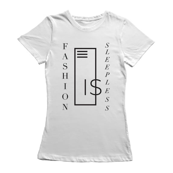 Fashion Is Sleepless Graphic Women White T-Shirt, Female Small