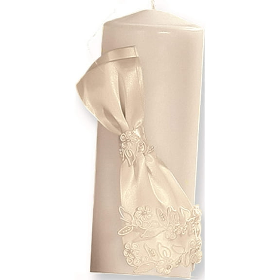Fashion Ivory Orleans Satin Bow Pillar Candle (3 X 3) Made In China gm450