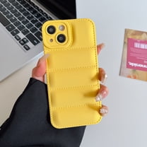 Fashion Down Jacket Case for iPhone 14, Soft Liquid Silicone TPU Phone Cover Shockproof Anti-Scratch Slim Flexible Lightweight Protective Puffer Case for iPhone 14 6.1-inch, Yellow