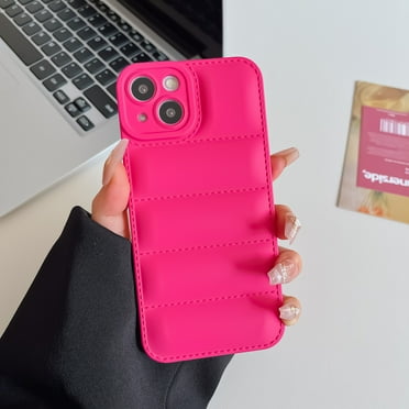 Fashion Down Jacket Case for iPhone 15 Plus, Soft Liquid Silicone TPU Phone Cover Shockproof Anti-Scratch Slim Flexible Lightweight Protective Puffer Case for iPhone 15 Plus 6.7-inch, Rose